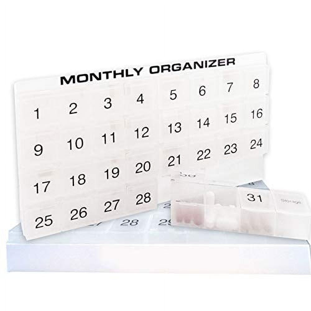 Mossime Large Month Pill Organizer TPU Soft Lid Pill Organizer Month Travel  Bottle Medication Organizer Large 7 Compartments