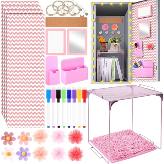 31 count Locker Accessories Kit for Girls Organizer and Decorating Kit to School Essentials Locker Shelf Pen Holder Whiteboard Mirror for Middle High School