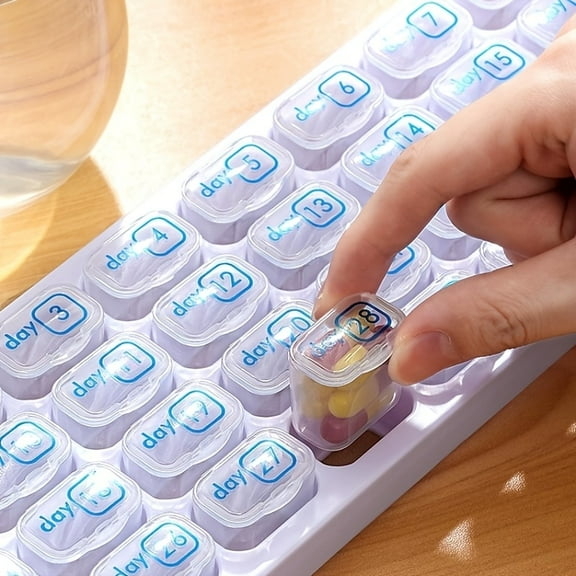 31 day monthly medicine organization Am/Pm 31 pill box for storage of vitamins, medicines, and medicationfish oilPortable Travel Pill Storage Box