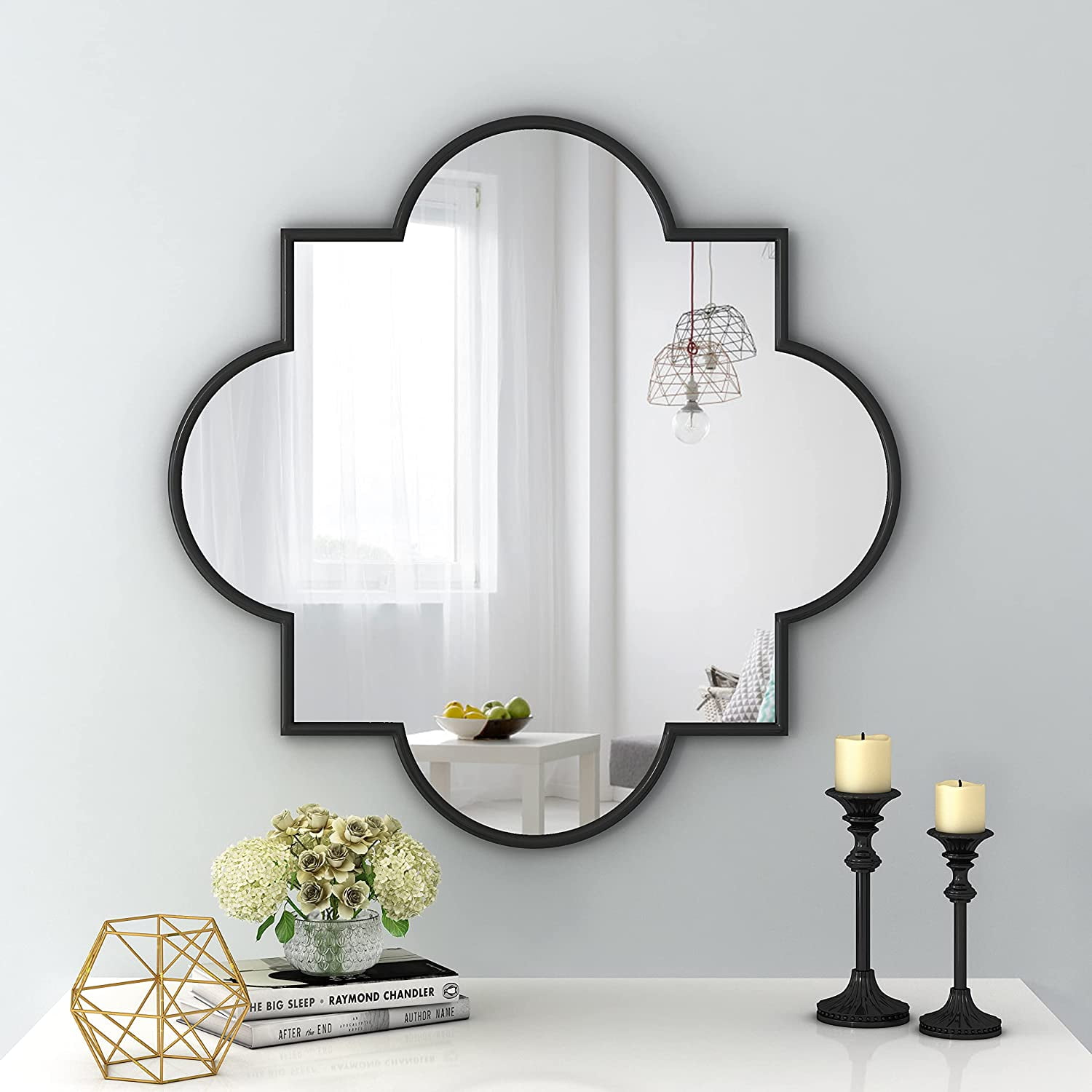 31 in.×31 in.Black Metal Frame Accent Vanity Bathroom Arch Decorative Wall Mirror - Walmart.com