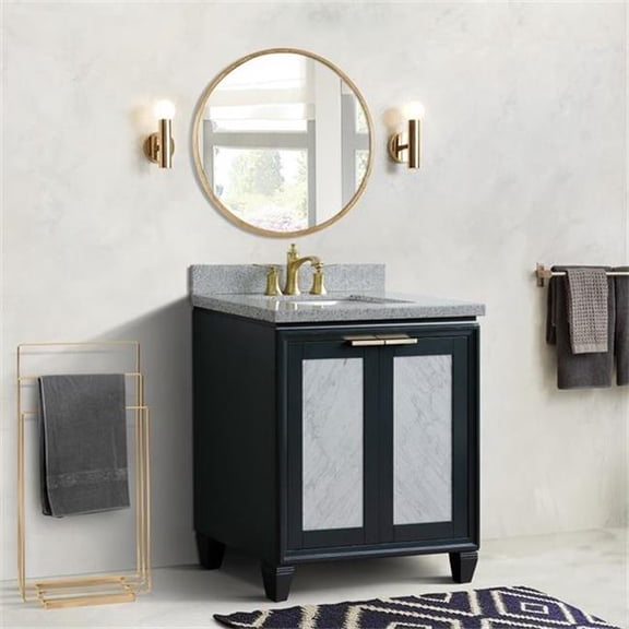 31 in. Single Rectangle Sink Vanity with Granite Top, Dark Gray & Gray