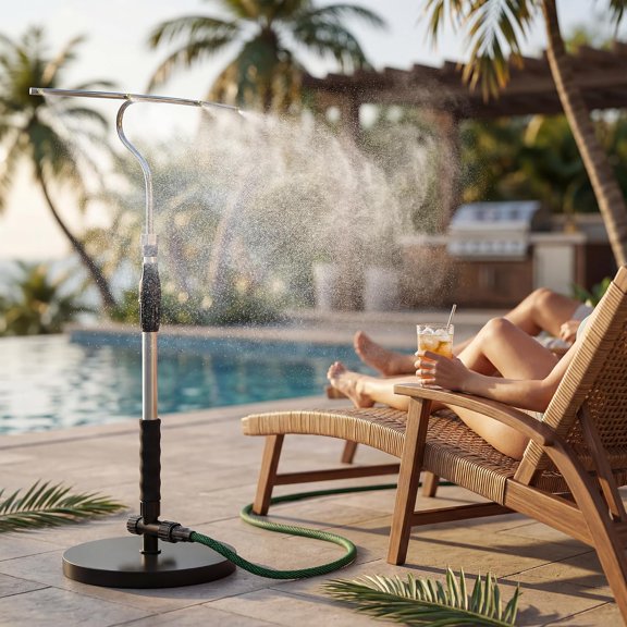 31-in to 40-in Adjustable Height Freestanding Misting System with 4 Nozzles T-Bar and Water-Fillable Base