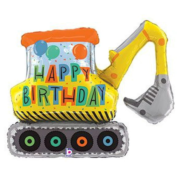Excavator Forklift Crane 31" Mylar Foil Construction Truck Foil Balloon Kid Boys Birthday Party