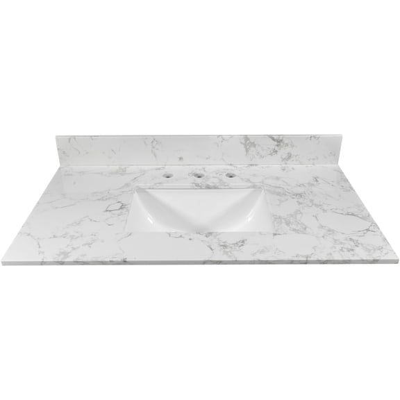 31 - inch Carrara White Vanity | Suitable for Bathroom Refurbishment | Engineered Stone with Backsplash | Solves Aesthetic and Durability Issues