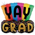 thumbnail image 1 of 31 inch Colorful Yay Grad Betallic Foil Mylar Balloon - Party Supplies Decorations, 1 of 1