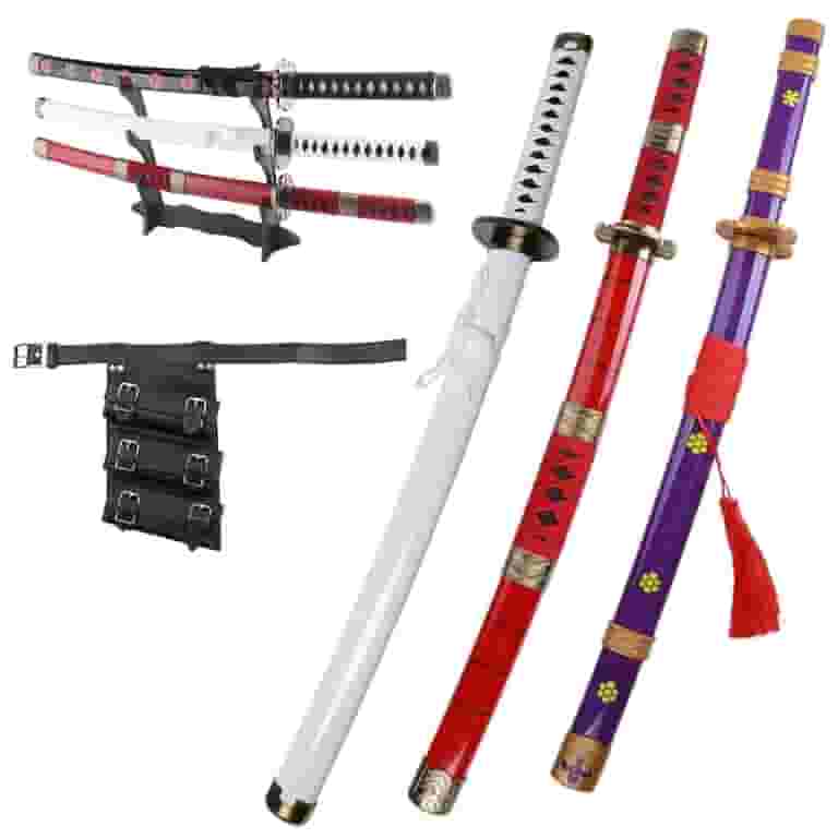 31 inches Bamboo Wooden Anime Roronoa Zoro Sword Set with Black 31 inches Bamboo Wooden Anime Roronoa Zoro Sword Set with Black