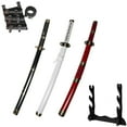 thumbnail image 1 of 31 inches Wooden Blade Sword Set with Black Belt and Holder, Yubashiri & Wado Ichimonji & Kitetsu, 1 of 4