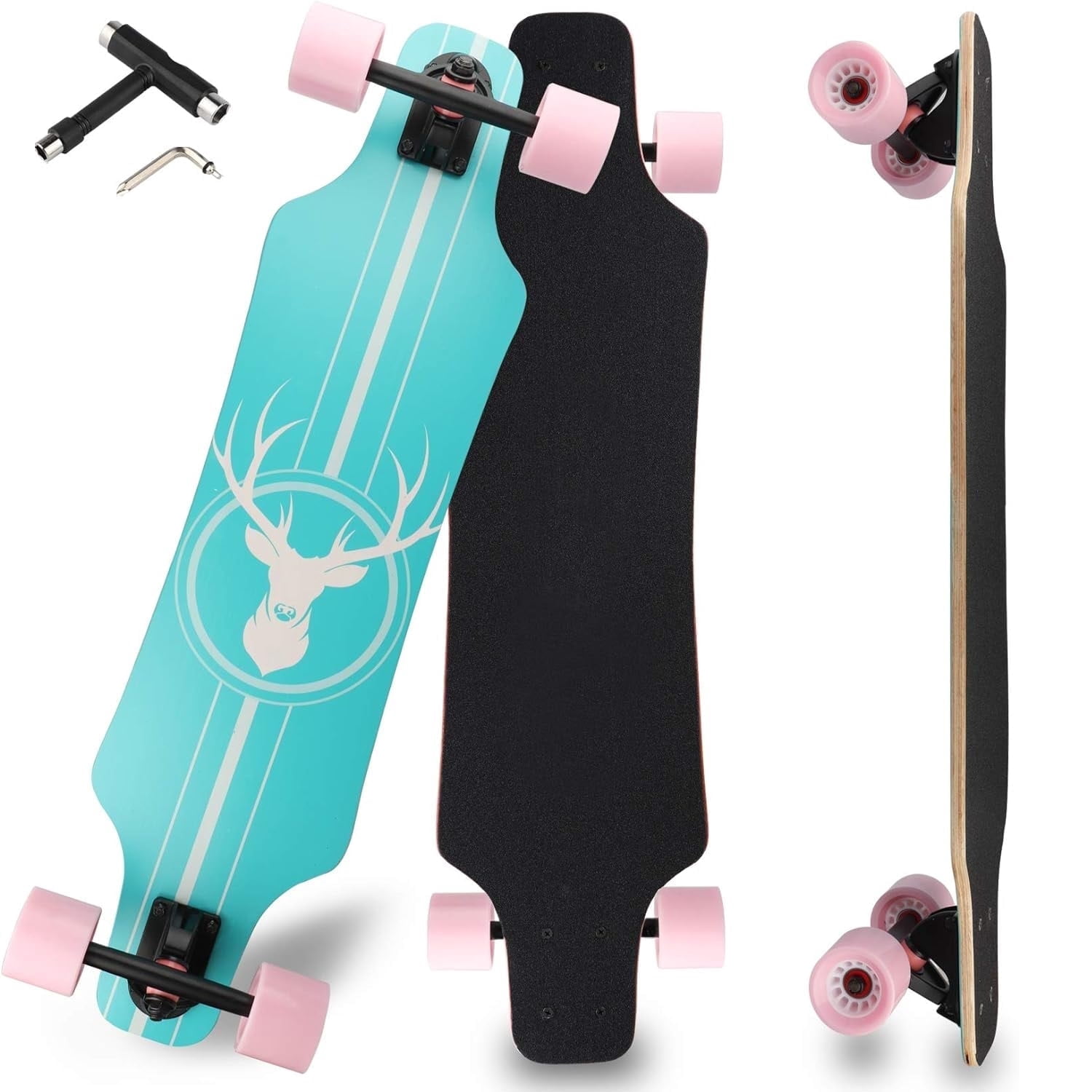 31 Inch Longboard Skateboard Complete Cruiser with T-Tool for Cruising ...