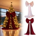 thumbnail image 1 of 31 x 150 Inches Christmas Extra Large Velvet Bows,Christmas Tree Topper Decor Giant Xmas Tree Toppers Bows for Home Wreath Wall Backdrop Birthday Wedding Party Decorations(Pink), 1 of 7