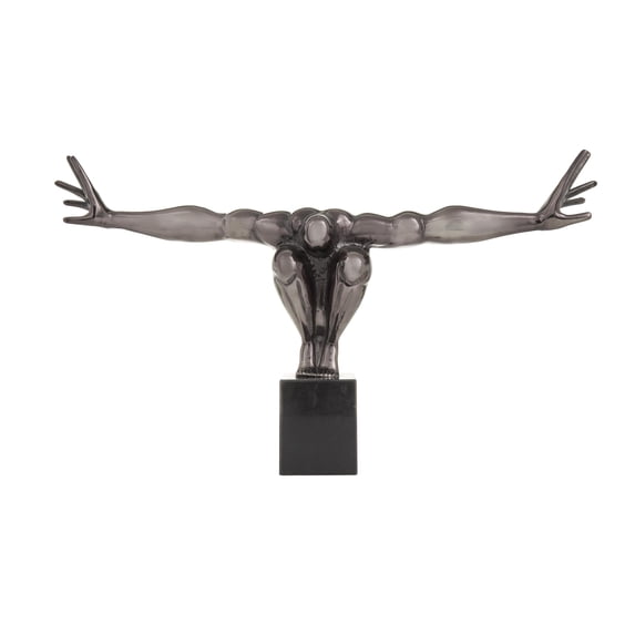31" x 18" Black Aluminum Metal Diver Sculpture, by DecMode