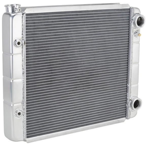 Speedway Motors 31x19 Inch LS Swap Double Pass Aluminum Radiator with Passenger Side Inlet Outlet, 1/8 NPT Steam Port, Dual 1 Inch Tubes High Performance Cooling
