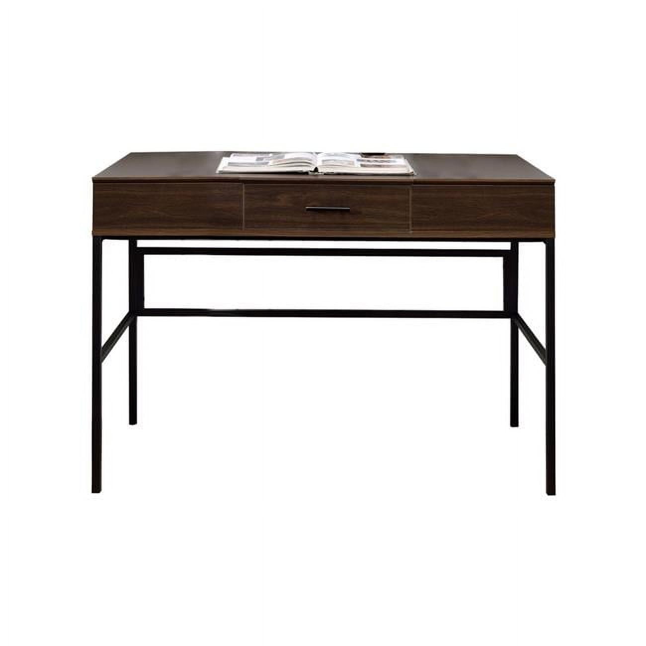 Adjustable Brown Wood Writing Desk with USB Port and Storage