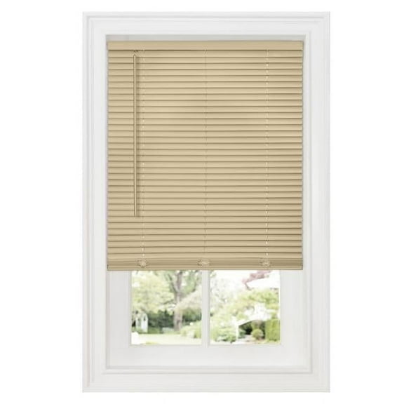 31 x 64 in. GII Deluxe Sundown Cordless Room Darkening Vinyl Mini Blind with 1 in. Slats, Latte