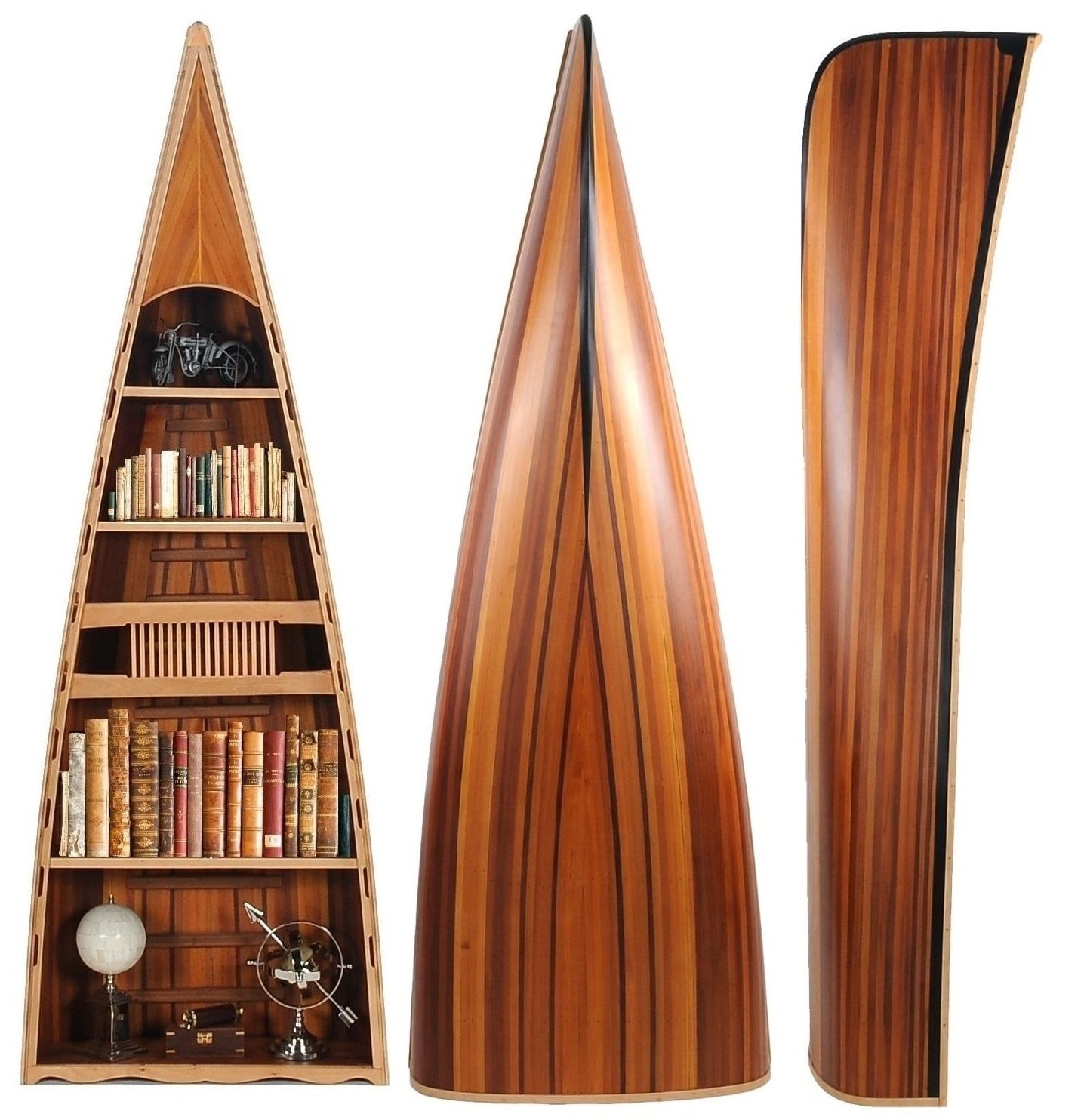 Cedarwood Canoe-Inspired 6-Tier Bookshelf in Rich Brown