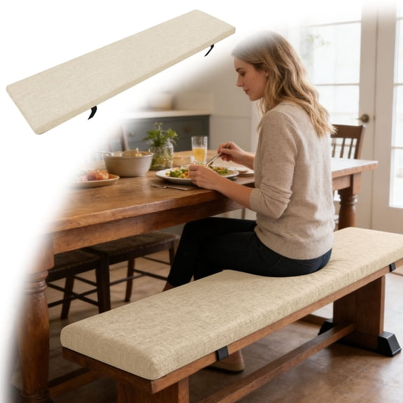31"x15" Rectangular Bench Cushion Anti- Long Seat Pad, Soft Comfortable Chair Cushion for Kitchen Island Dining Room Home Stools Display, Removable Cover (Beige)
