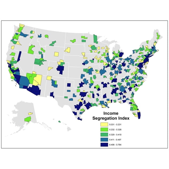 31"x24" Heavyweight Photo Paper Quality Poster: Economic Map - The U.S. Cities With the Heavyweight Photo Paperest Levels of Income Segregation - CityLab