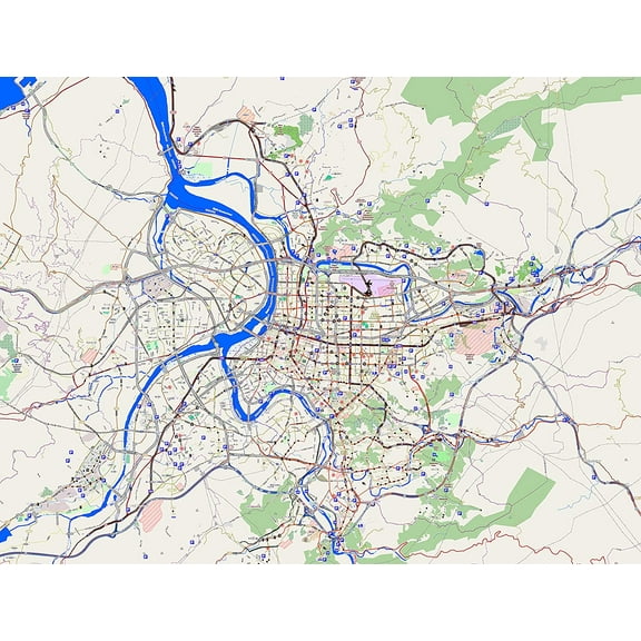 31"x24" Photo Paper Poster - Capital of Taiwan Taipei Map