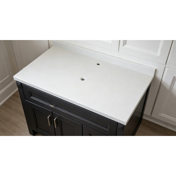 31"x3" Dark Gray Terrazzo Vanity Backsplash, Matte Sandstone Finish