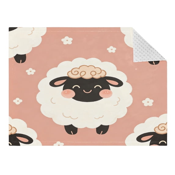 31"x41" Super Soft Blanket with Double Layer Dotted Backing Cozy Dotted Fleece Blanket for 6M-5Y, Pink-sheep Printed