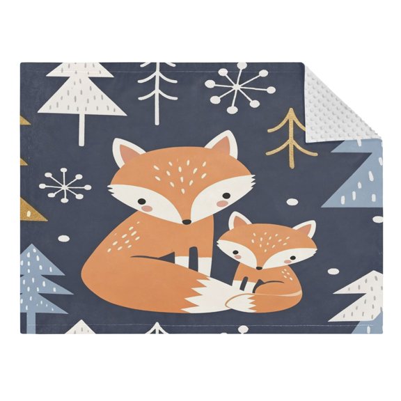 31"x41" Super Soft Blanket with Double Layer Dotted Backing Cozy Dotted Fleece Blanket for 6M-5Y, Red-fox Printed