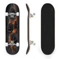 thumbnail image 1 of 31"x8" Black Roses Fiery Glow Dark Gothic Floral Complete Skateboards for Beginners, Double Kick 7 Ply Maple Deck Skateboard with Wheels, Gifts for Kids Teens, 1 of 8