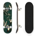 thumbnail image 1 of 31"x8" Cranes Cherry Blossom Branches Emerald Green Complete Skateboards for Beginners, Double Kick 7 Ply Maple Deck Skateboard with Wheels, Gifts for Kids Teens, 1 of 8