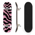 thumbnail image 1 of 31"x8" Pink Black Zebra Complete Skateboards for Beginners, Double Kick 7 Ply Maple Deck Skateboard with Wheels, Gifts for Kids Teens, 1 of 8