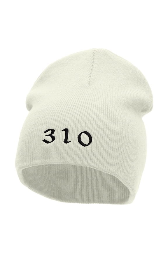 310 Embroidered 8 inch Acrylic Short Blank Beanie - White OSFM