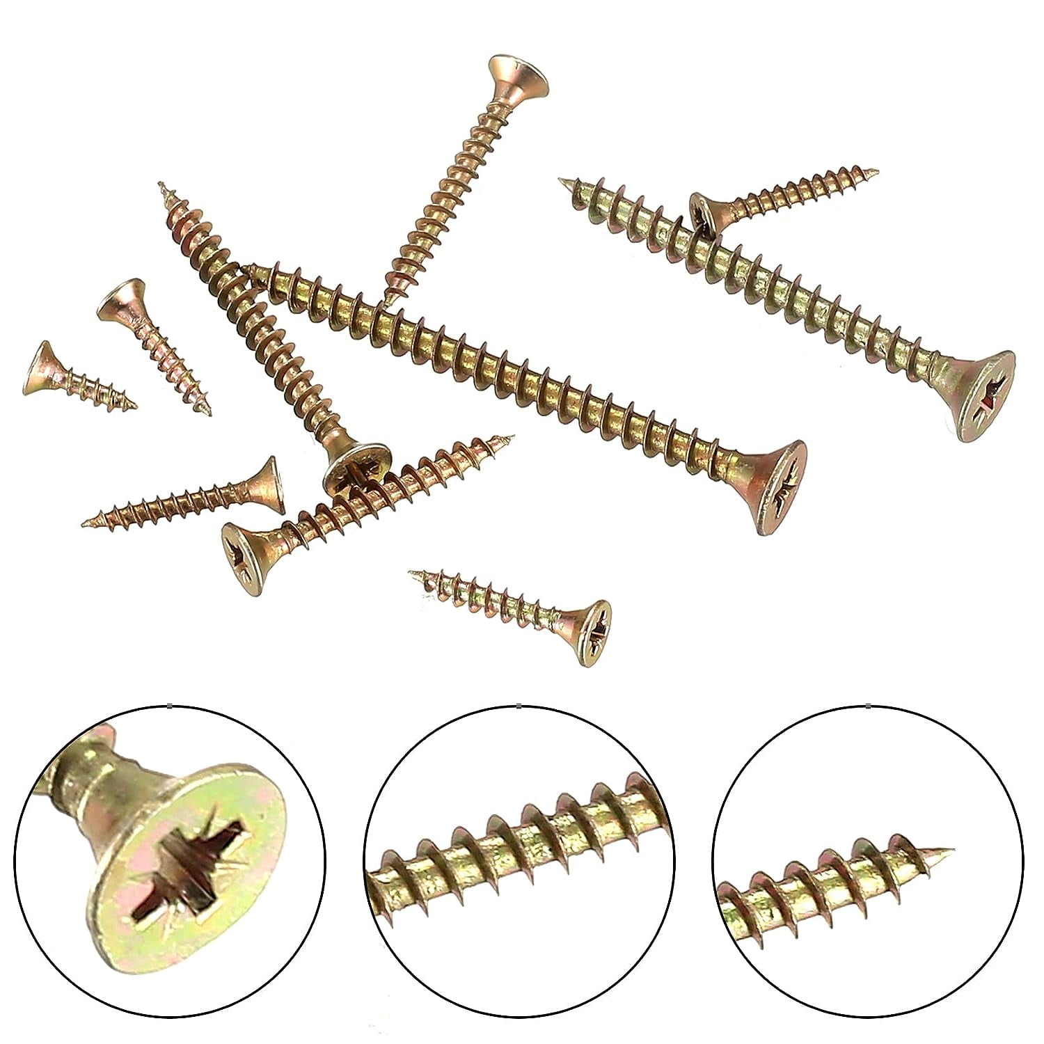 310 Pcs Wood Screws Assortment Kit, Flat Head Self Tapping Wood Screws ...