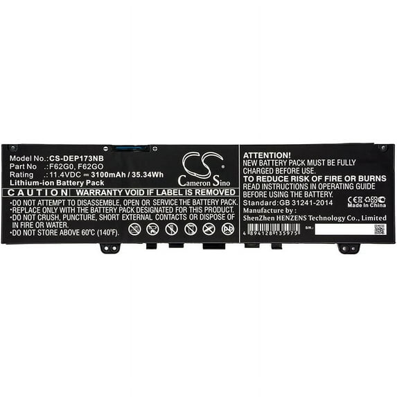 3100mAh 039DY5 P87G001 39DY5 P83G001 P83G RPJC3 0RPJC3 F62G0 F62GO Battery for DELL VOSTRO 13-5370-D2605G