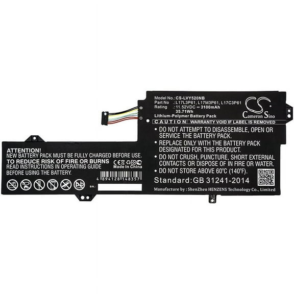 3100mAh L17L3P61 L17M3P61 L17C3P61 Battery for Lenovo IdeaPad 320S-13IKB (81AK003AGE Yoga 520-12 IdeaPad 320S-13IKB(81AK0039GE)