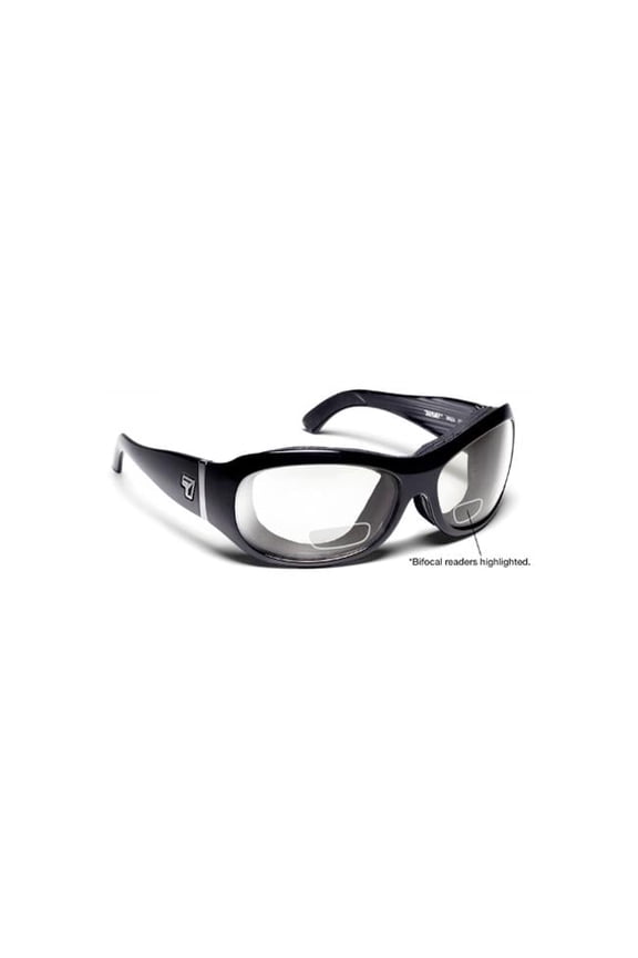 310540D Briza Sharp View Clear Plus 2.00 Reader Sunglasses, Glossy Black - Small & Large