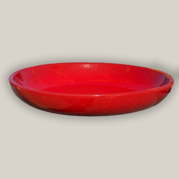 Ten Thousand Pots 19 Inch Bright Red  Ceramic Bird Bath Bowl, Outdoor Garden Birdbath