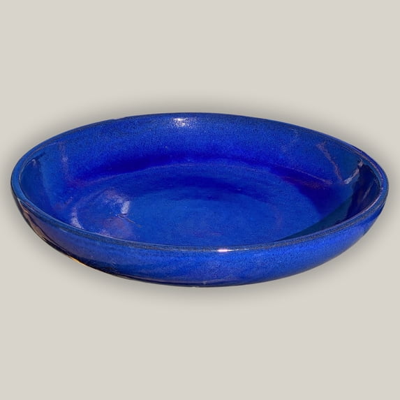 Ten Thousand Pots 19 Inch Falling Blue Ceramic Bird Bath Bowl, Outdoor Garden Birdbath