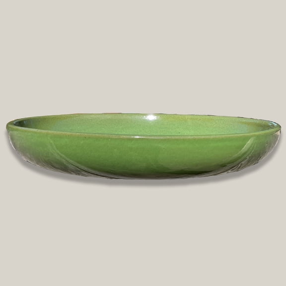 Ten Thousand Pots 19 Inch Atomic Green  Ceramic Bird Bath Bowl, Outdoor Garden Birdbath