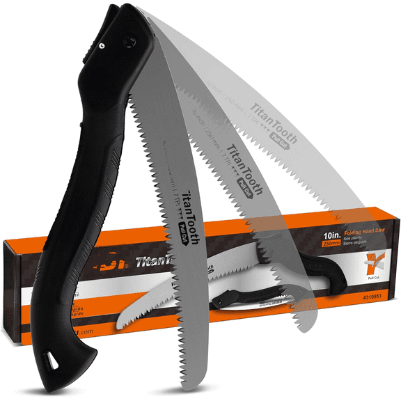 310950 Folding Hand Saw 10 Inch with SK-4 Steel Blades, Japanese Technology, Ideal for Cutting Soft and Hard Wood (Black Edition)