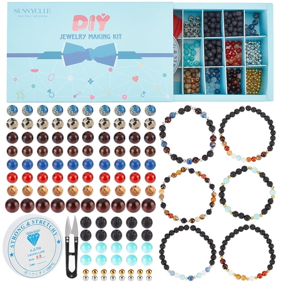 310Pcs DIY Multilayer Solar System Bracelet Making Kit Natural Gemstone Universe Galaxy Nine Guardian Planets Necklace Beading Jewelry Making