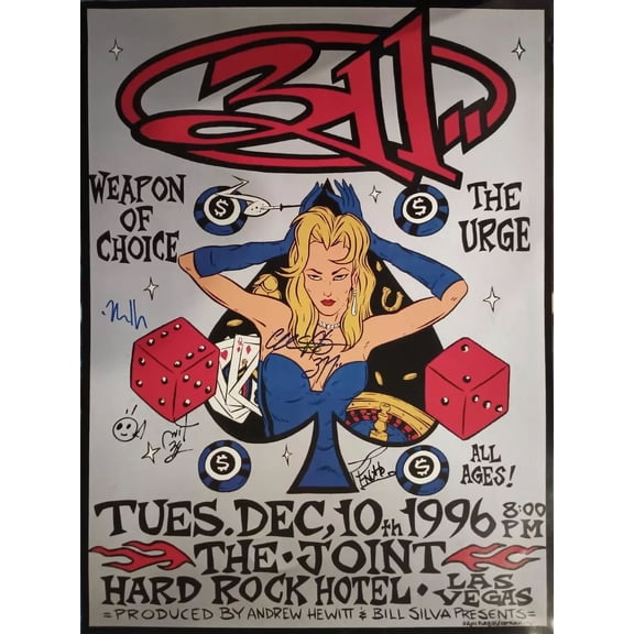 311 Band SIGNED Poster RePrint Wall by Nick Hexum P-Nut Sexton, Mahoney Martinez 16 x 24 Inch Poster