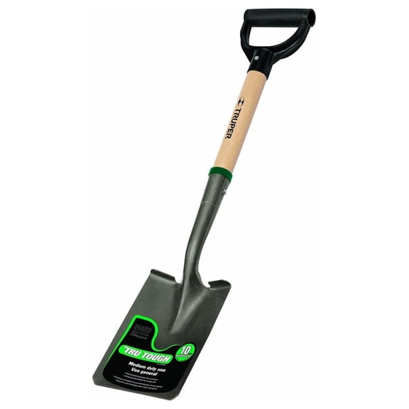 31197 Tru Tough 19-Inch Short D-Handle Square Point Shovel, 19-Inch Wood