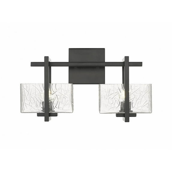 312-2W-BK-CL-LED-Innovations Lighting-Striate - 2 Light Bath Vanity In Art Deco Style-9 Inches Tall and 15 Inches Wide Matte Black LED