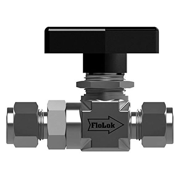 312-316 | SSP 300 Series Ball Valve, 2 Way, Inlet/Outlet : 1/4" Tube : OD Compression, Maximum Pressure : 1500 psi, Material : 316 Stainless, Seats : PTFE