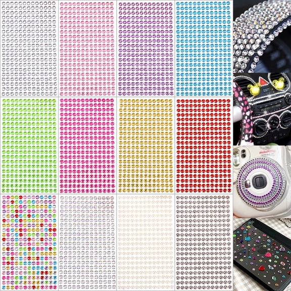 3120Pcs 6mm Gem Rhinestone Stickers, 12 Self Adhesive Jewel Sheets for Crafts, Scrapbooking, Nail Art, Makeup and Festival Decor