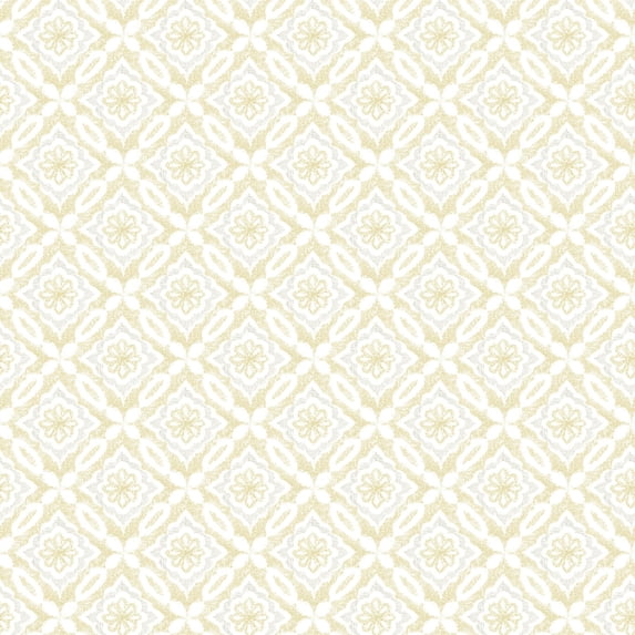 3122-10703 Hugson Quilted Damask Wallpaper with Embellished Diamonds in Yellow White Colors Farmhouse Style Prepasted Acrylic Coated Paper