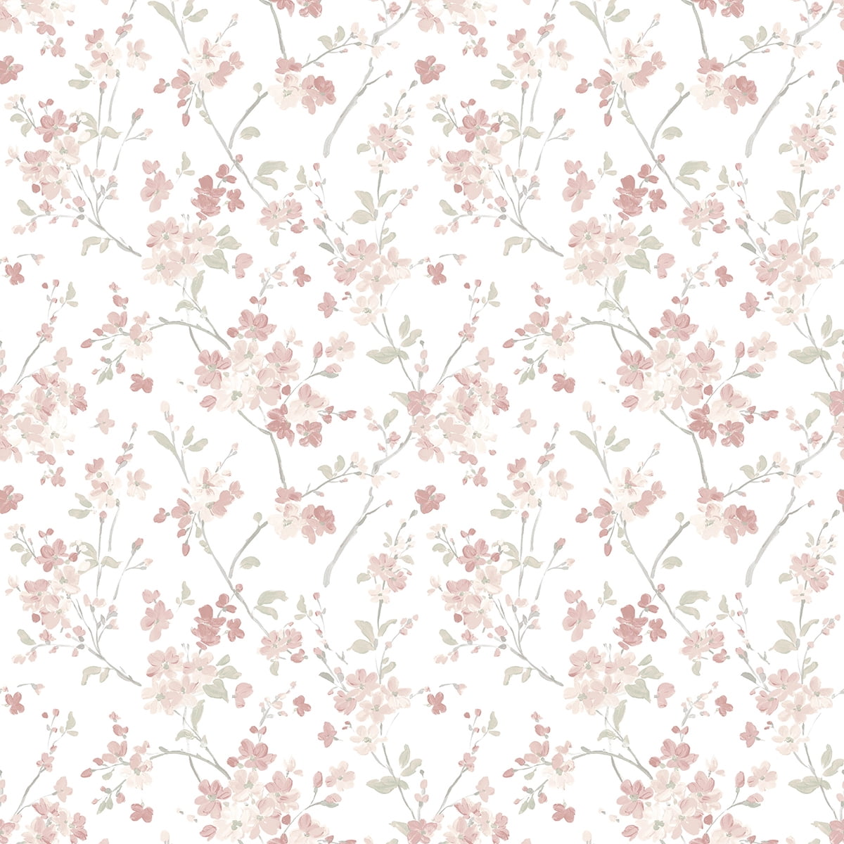 Glinda Rose Floral Trail Vinyl-Coated Wallpaper