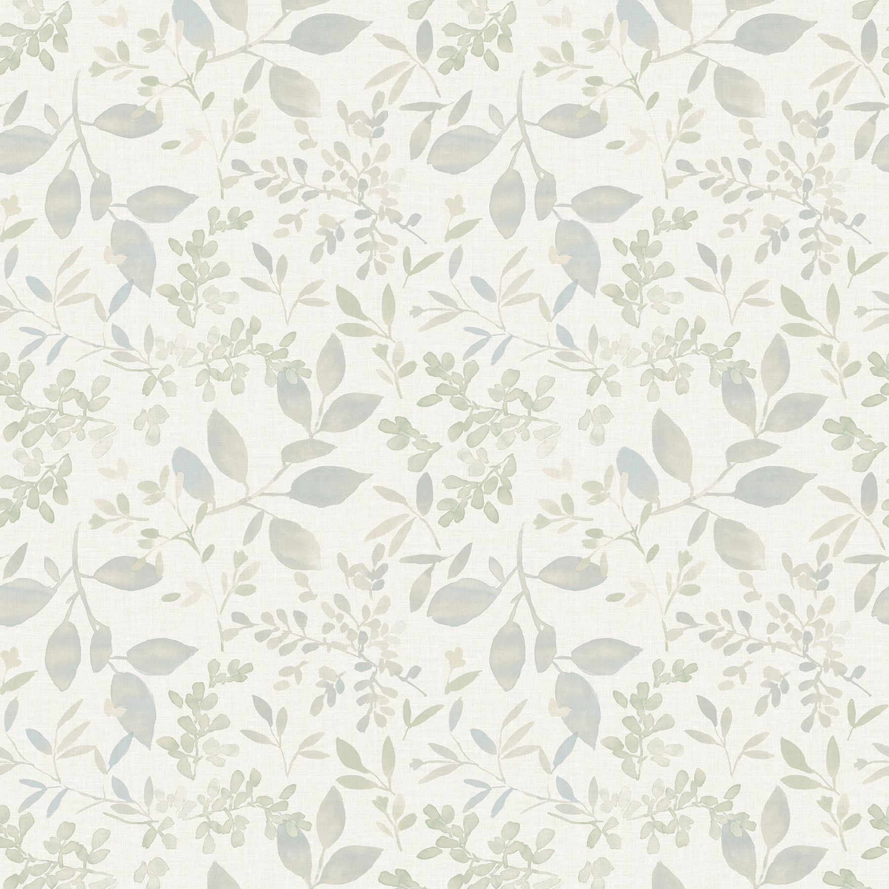 Tinker Teal Botanical Wallpaper with Watercolor Leaves