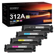 312A | CF380A, CF381A, CF382A, CF383A Toner Cartridge, Compatible for 312A 312X Toner Cartridges Works with Color Pro MFP M476dw, Color Pro MFP M476dn 4-Pack, with Chip