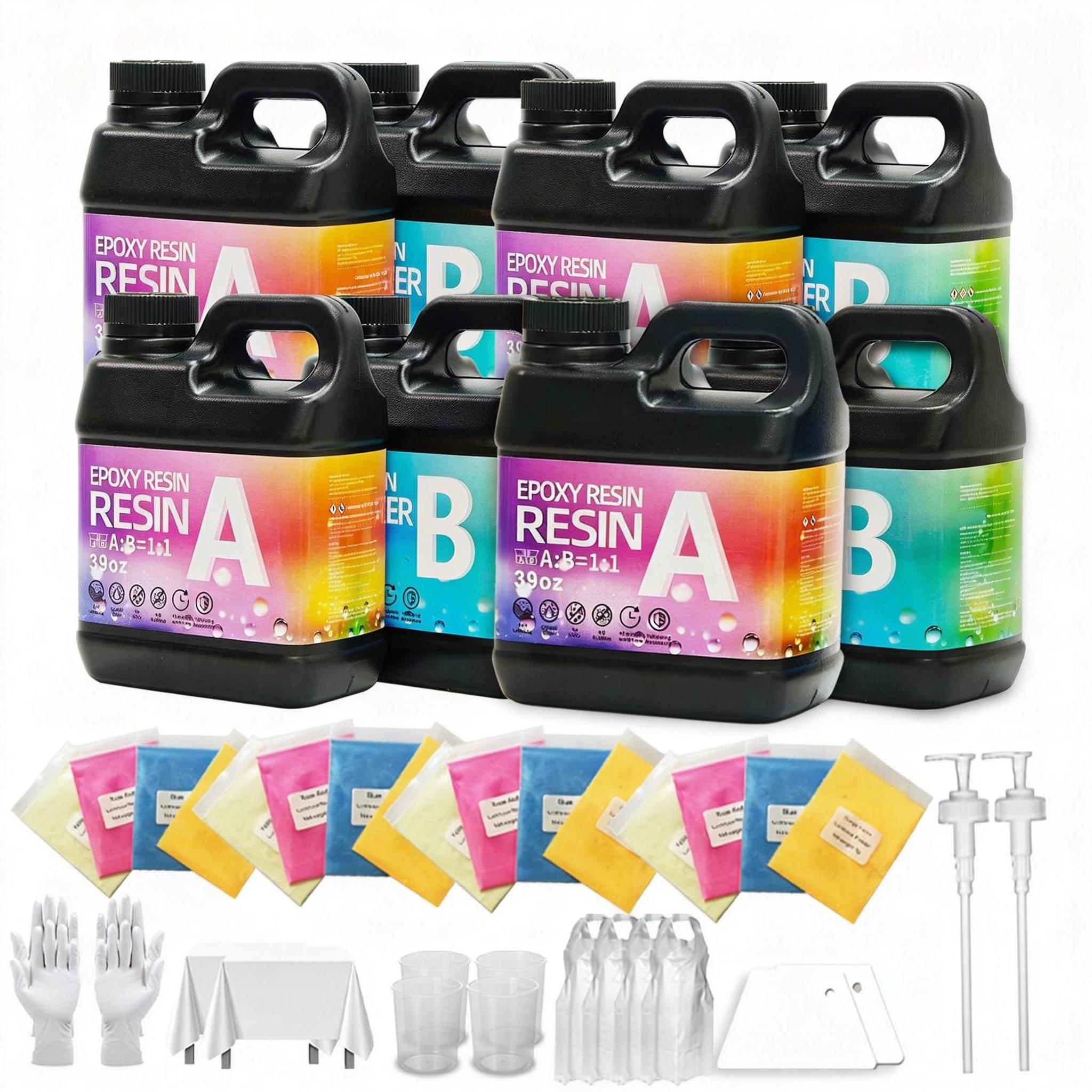 312OZ Epoxy Resin Kit，With 1 2luminous power Crystal Clear Epoxy Resin, Strong, Bubble-Free, Anti-Yellowing Art Resin That, Suitable for Casting, DIY, Molds, Jewelry, Easy to Mix 1:1 Ratio
