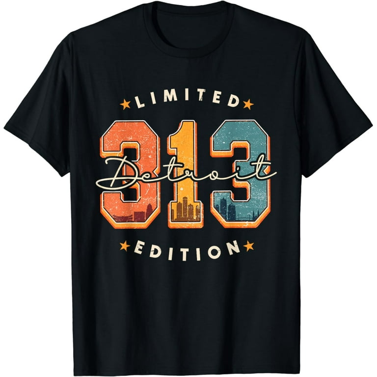 Detroit Area Code T-Shirt Distressed Detroit Area Code T-Shirt Distressed