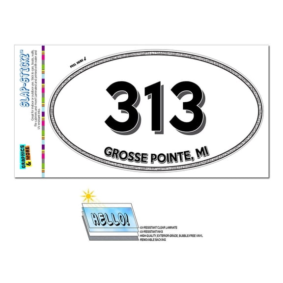 313 - Grosse Pointe, MI - Michigan - Oval Area Code Sticker