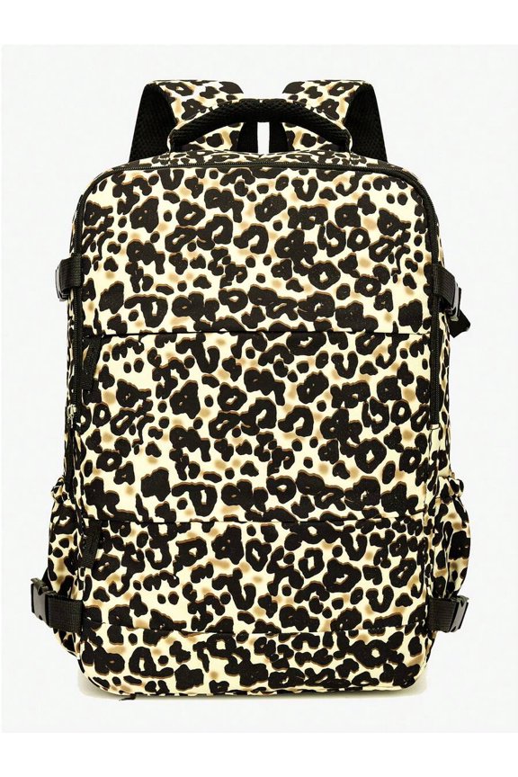 3136 Leopard Print Womens Travel Backpack, Large Capacity
